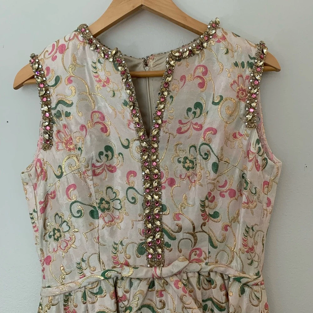 VTG 1950’s Porter’s Madison Ave at 62nd Street Brocade Rhinestone Party Dress - Picture 5 of 15